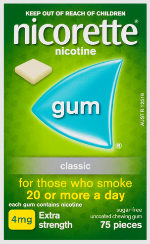 Nicorette Quit Smoking Gum 4mg Icy Mint (75pack)