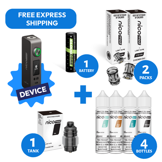 NICOMOD KIT & 4 NICOPOD FREEBASE BOTTLES