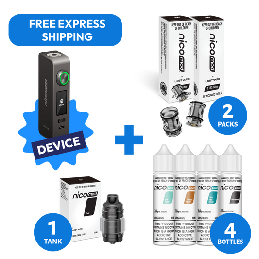 NICOMOD KIT & 4 NICOPOD FREEBASE BOTTLES
