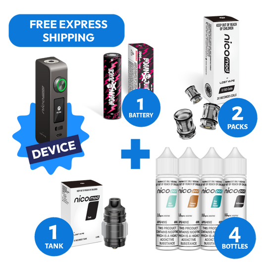 NICOMOD KIT & 4 NICOPOD FREEBASE BOTTLES (WITH BATTERY)