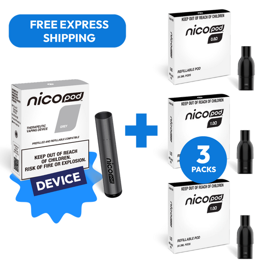 NICOPOD® DEVICE & 3 PACK REFILLABLE PODS STARTER PACK