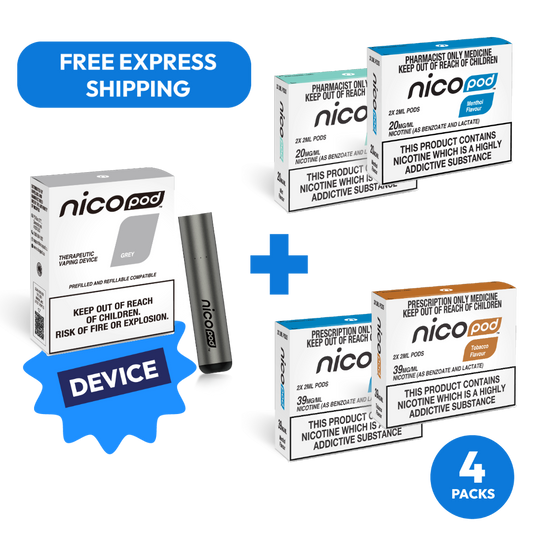 NICOPOD® DEVICE & 4 PACK PREFILLED PODS STARTER PACK