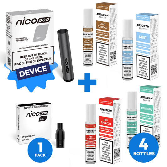 NICOPOD® DEVICE & AIRSCREAM 4 BOTTLE STARTER PACK