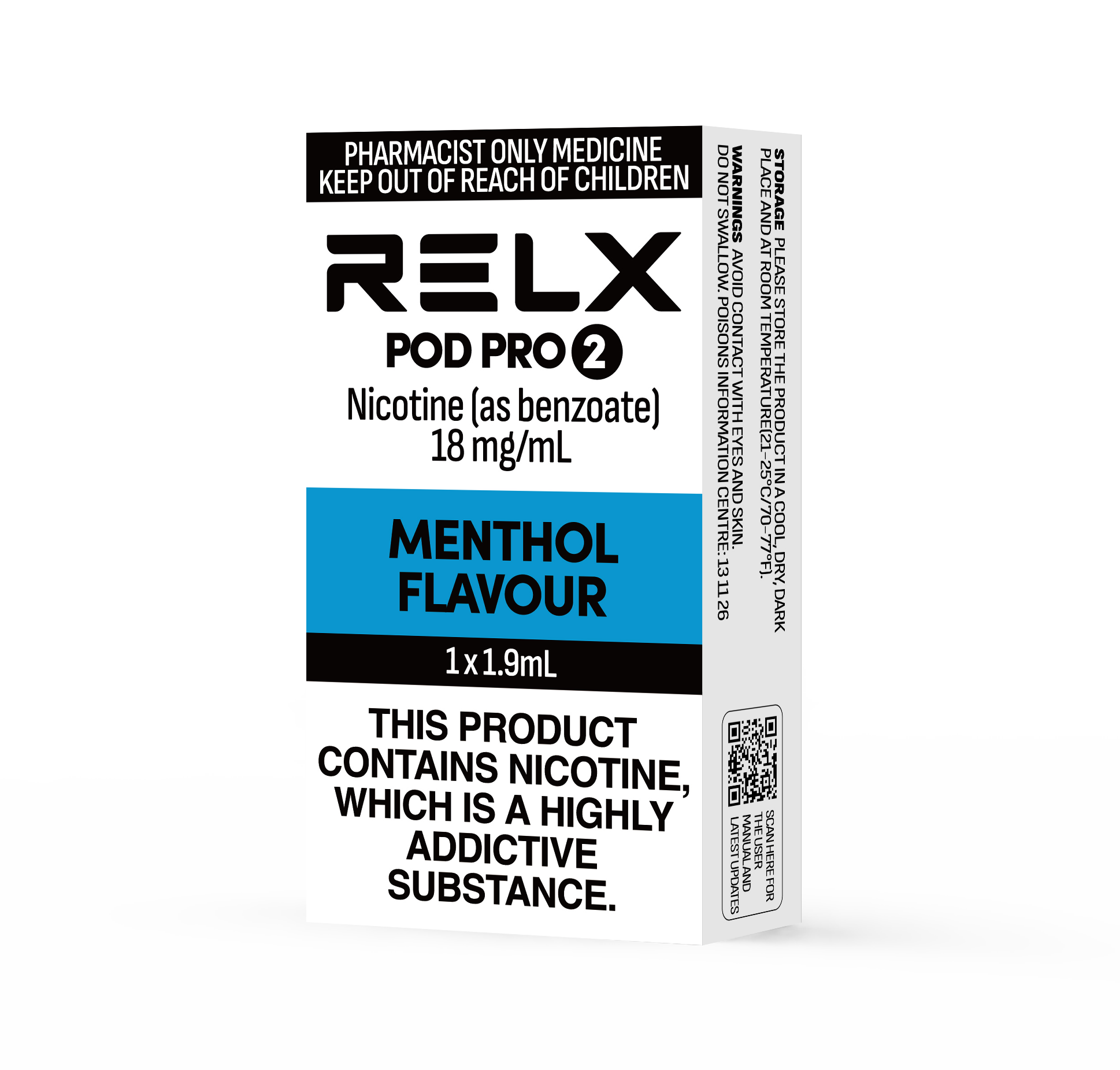 relx pods menthol POD 1X1.9ML Refillable Pod Kits STRENGTH:20MG (PROV-TAX) are foger vapes legal